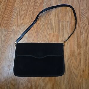 Vintage Koret Black Suede & Leather Purse Clutch  Shoulder Handbag Snap Closure
